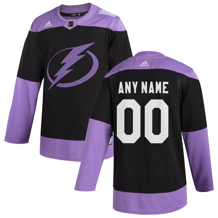 Men Tampa Bay Lightning adidas Black Hockey Fights Cancer Custom Practice NHL Jersey